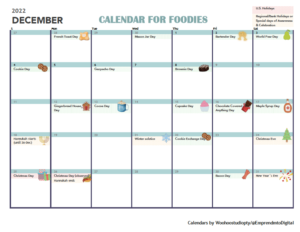 December 2022 Foodie Calendar
