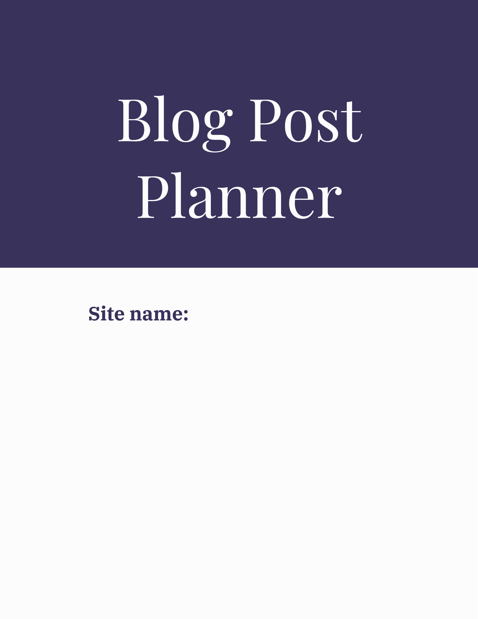 Blog Post Planner for Entrepreneurs
