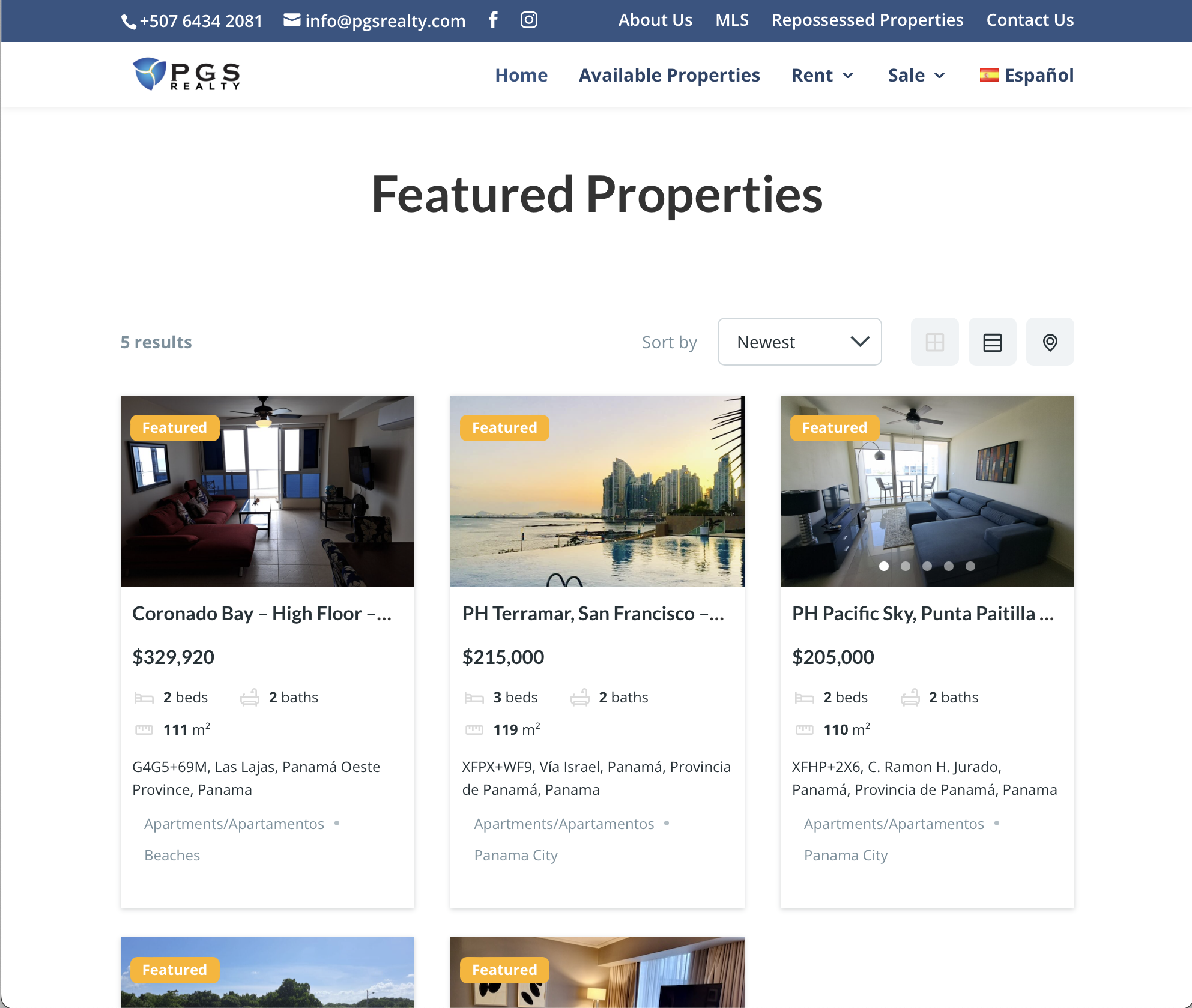 Bilingual real estate website with property inventory