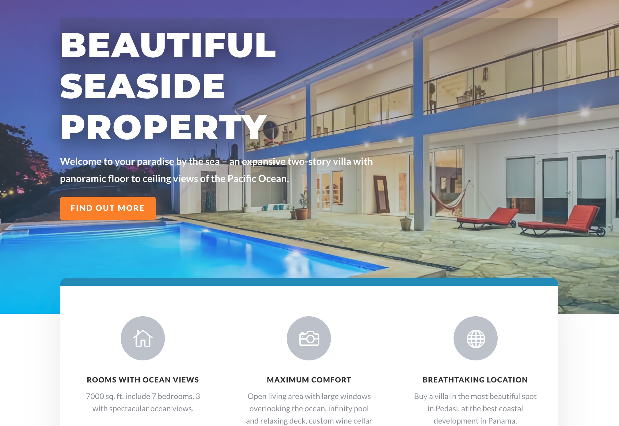 Luxury seaside property listing website
